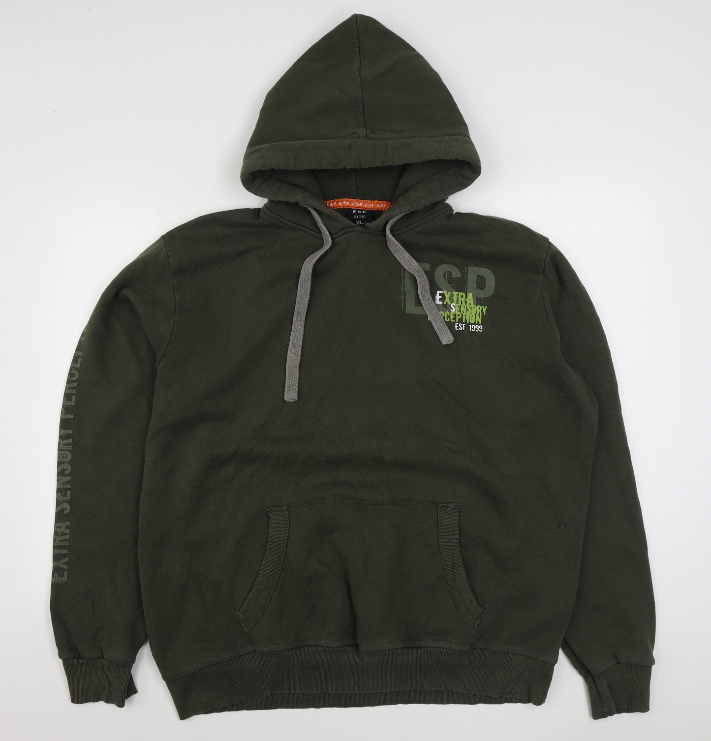 ESP Mens Green  Cotton Pullover Hoodie Size XL
