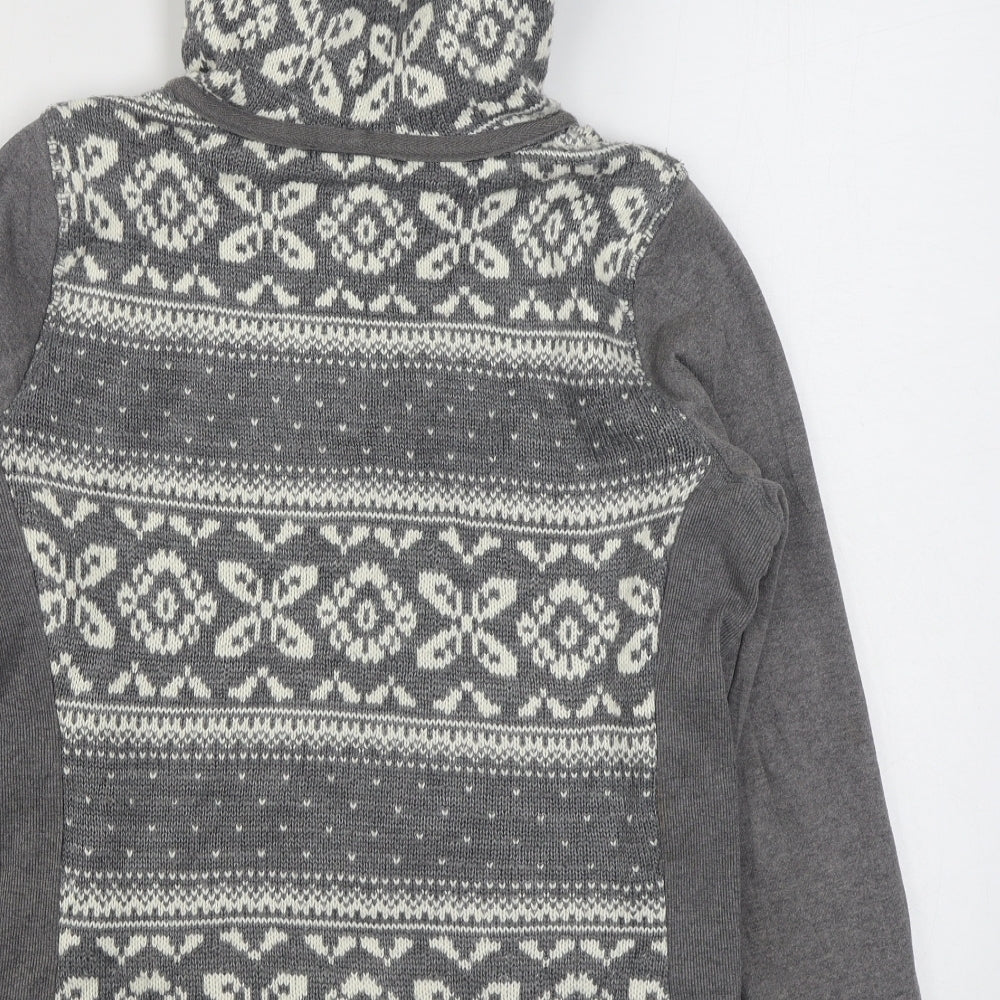 Casablanca Womens Grey Round Neck Geometric Cotton Cardigan Jumper Size S