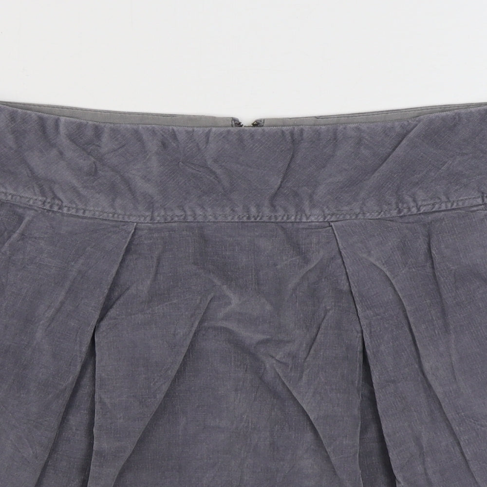 Sisley Womens Grey  Cotton A-Line Skirt Size M   Zip