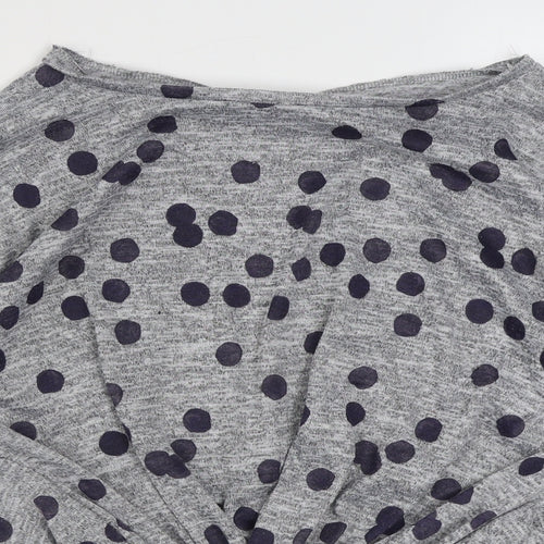 Preworn Womens Grey Polka Dot Polyester Basic Blouse Size 16 Boat Neck