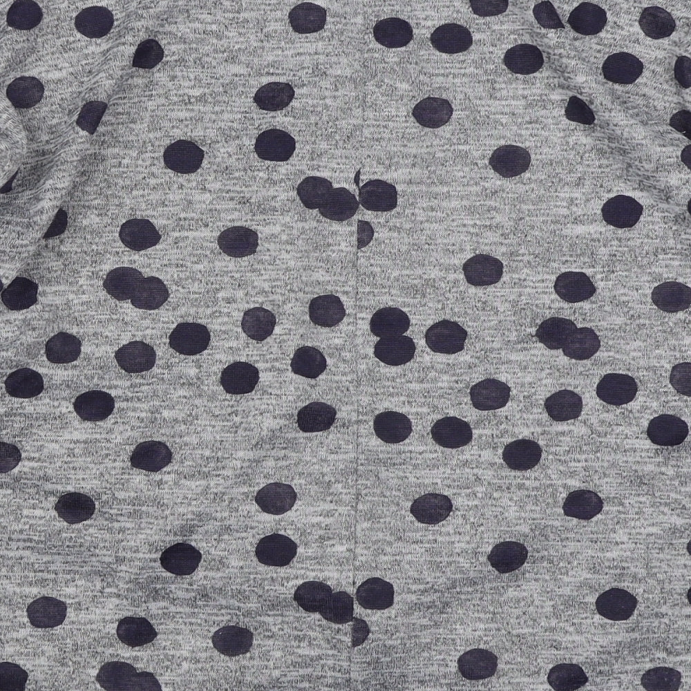 Preworn Womens Grey Polka Dot Polyester Basic Blouse Size 16 Boat Neck