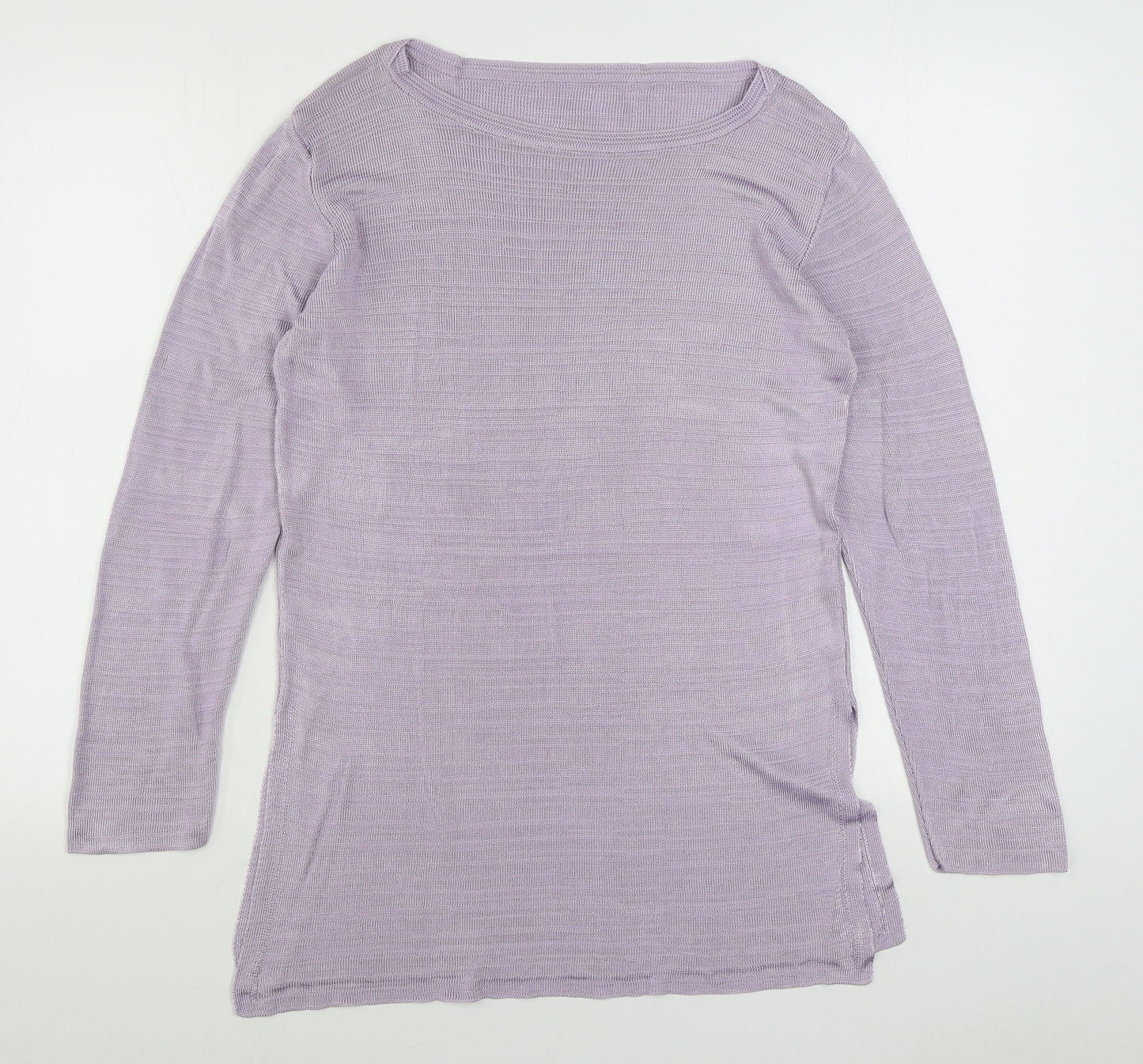 Marks and Spencer Womens Purple Boat Neck  Viscose Pullover Jumper Size 14