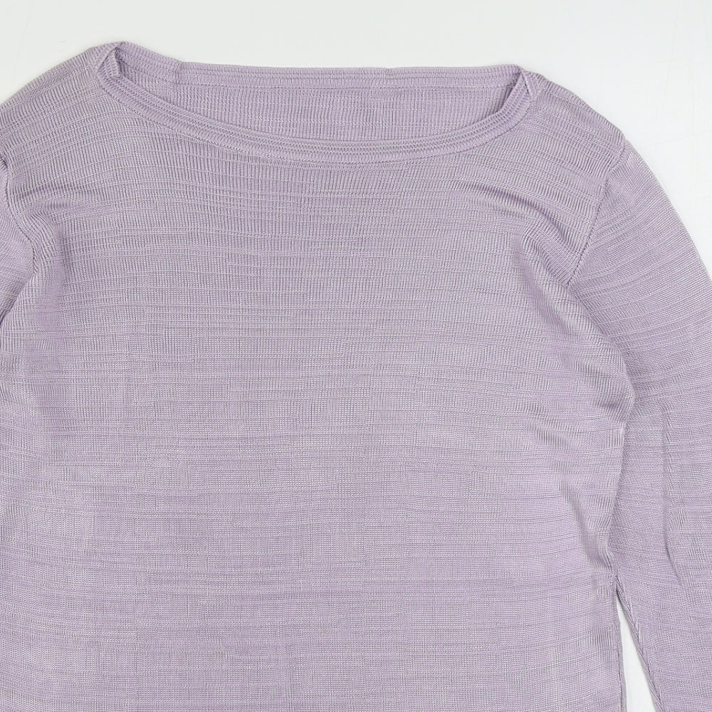 Marks and Spencer Womens Purple Boat Neck  Viscose Pullover Jumper Size 14