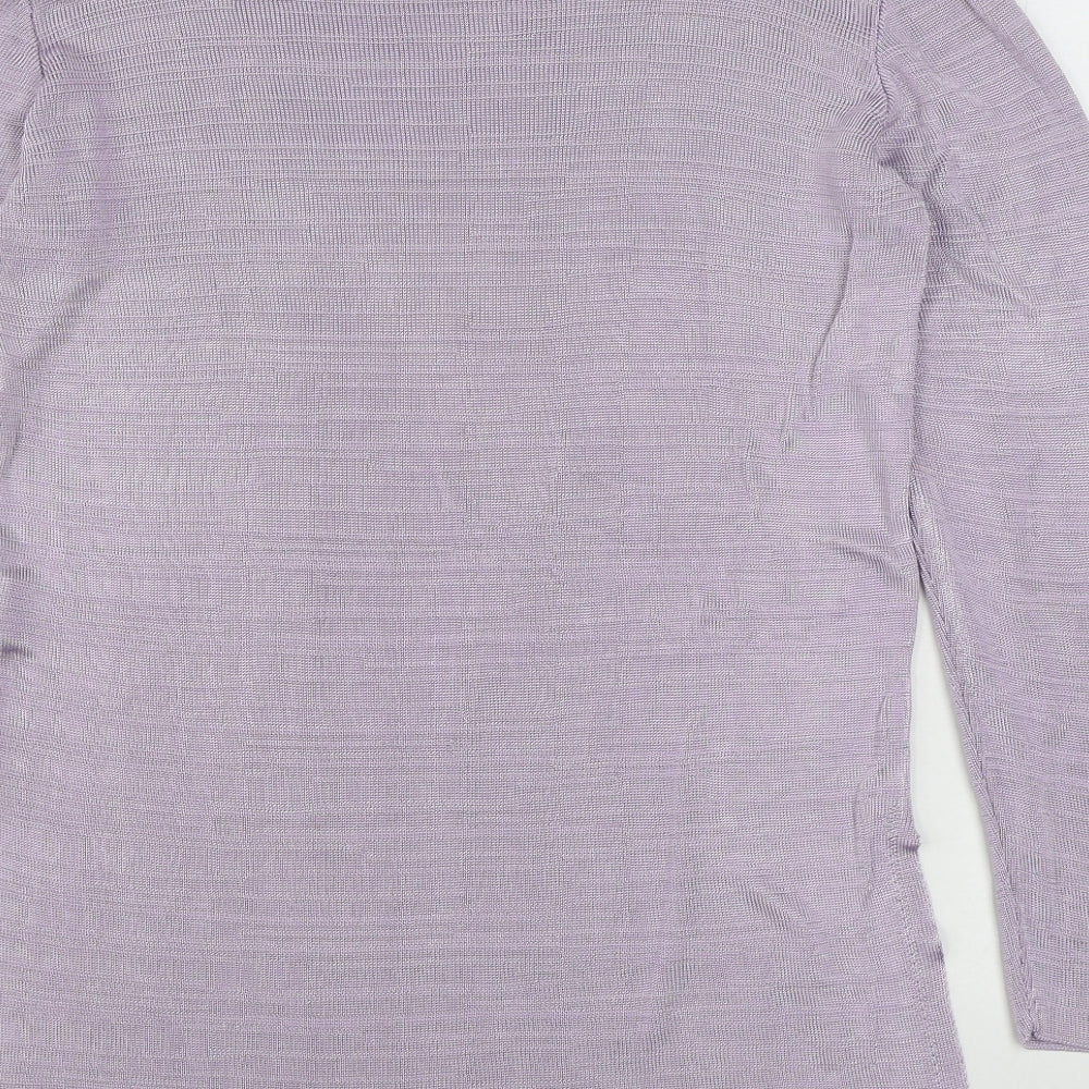 Marks and Spencer Womens Purple Boat Neck  Viscose Pullover Jumper Size 14