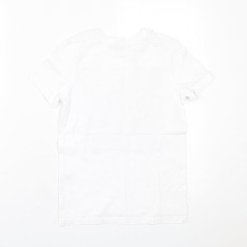 George Boys White  Cotton Basic T-Shirt Size 7-8 Years Crew Neck Pullover - Best Bro