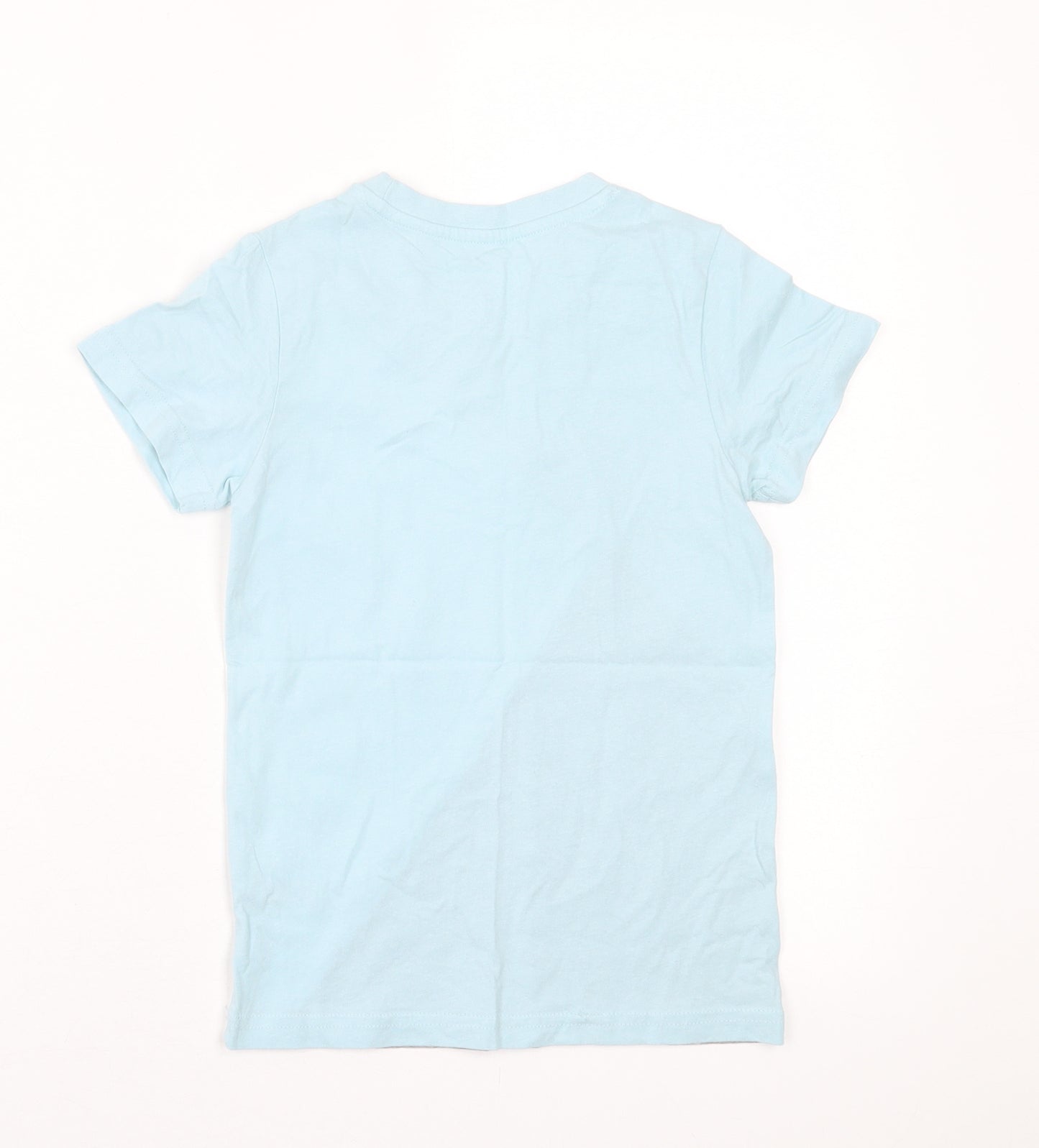 Matalan Boys Blue Striped Cotton Basic T-Shirt Size 7 Years Crew Neck Pullover