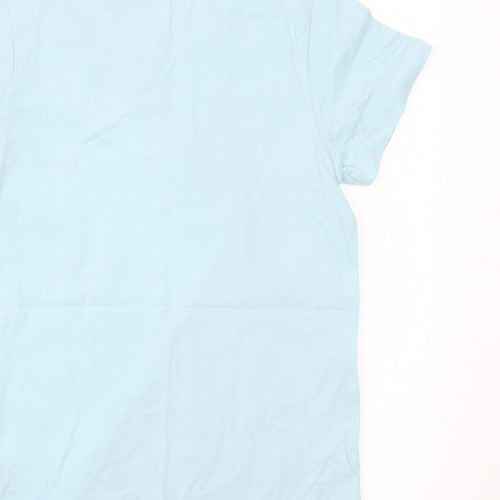 Matalan Boys Blue Striped Cotton Basic T-Shirt Size 7 Years Crew Neck Pullover