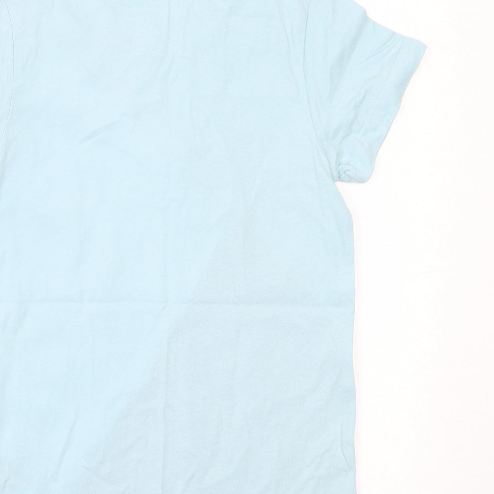 Matalan Boys Blue Striped Cotton Basic T-Shirt Size 7 Years Crew Neck Pullover