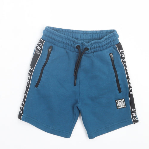 George Boys Blue  Cotton Sweat Shorts Size 5-6 Years  Regular Tie