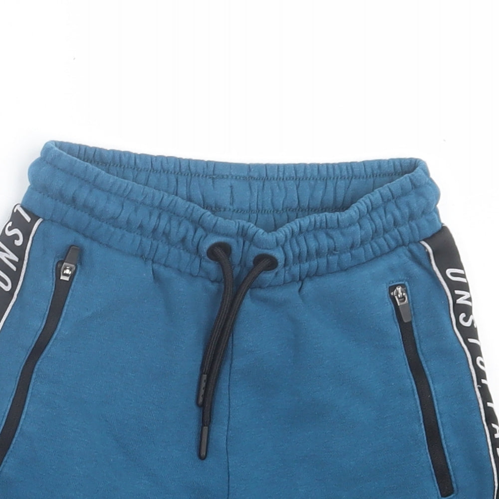George Boys Blue  Cotton Sweat Shorts Size 5-6 Years  Regular Tie