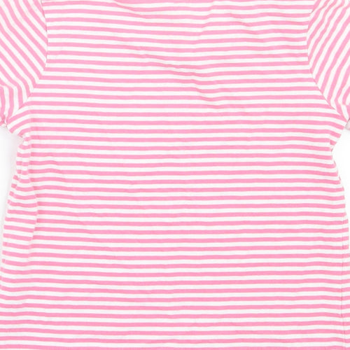 Matalan Girls Pink Striped Cotton Basic T-Shirt Size 4-5 Years Crew Neck Pullover