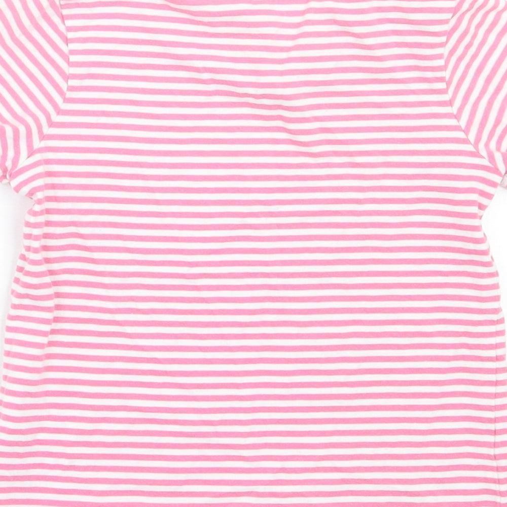 Matalan Girls Pink Striped Cotton Basic T-Shirt Size 4-5 Years Crew Neck Pullover