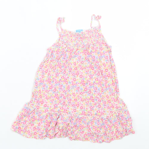Primark Girls Pink Floral Viscose A-Line  Size 3-4 Years  Square Neck Pullover