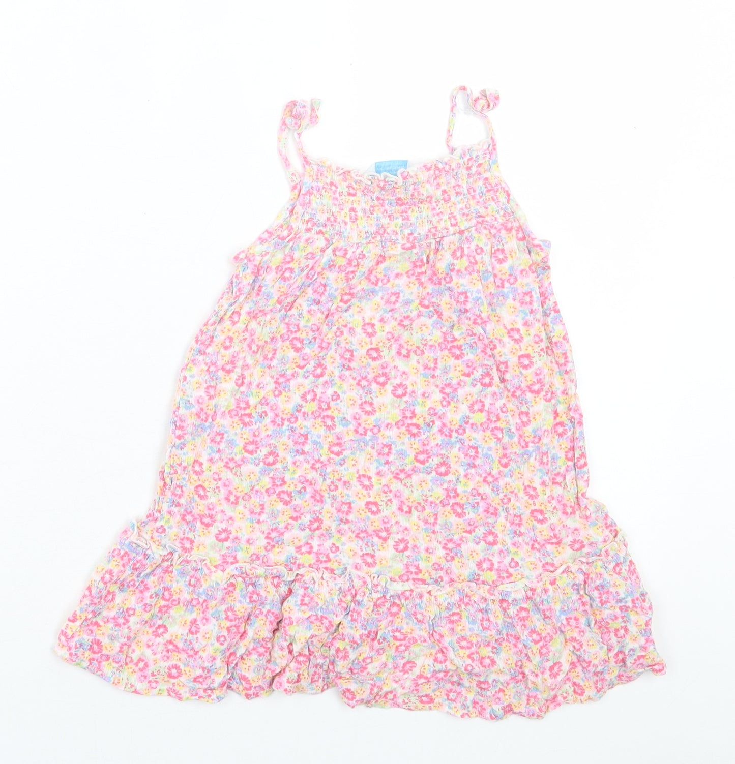 Primark Girls Pink Floral Viscose A-Line  Size 3-4 Years  Square Neck Pullover