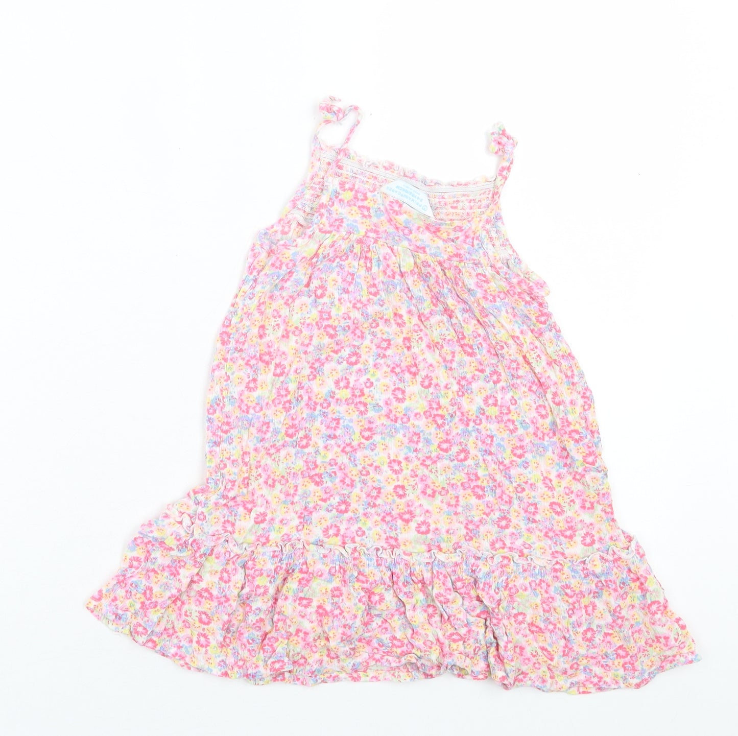 Primark Girls Pink Floral Viscose A-Line  Size 3-4 Years  Square Neck Pullover