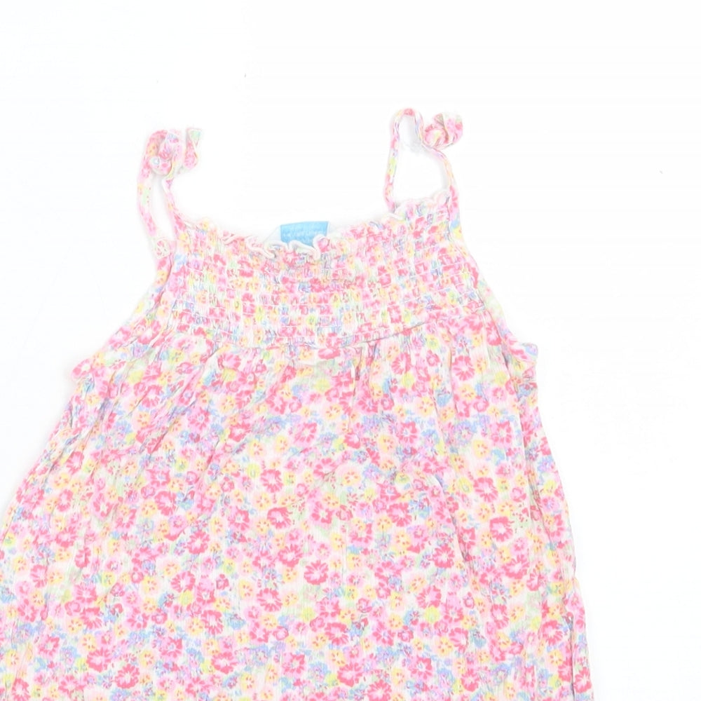 Primark Girls Pink Floral Viscose A-Line  Size 3-4 Years  Square Neck Pullover