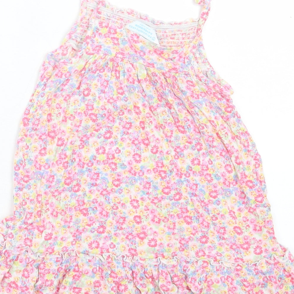 Primark Girls Pink Floral Viscose A-Line  Size 3-4 Years  Square Neck Pullover