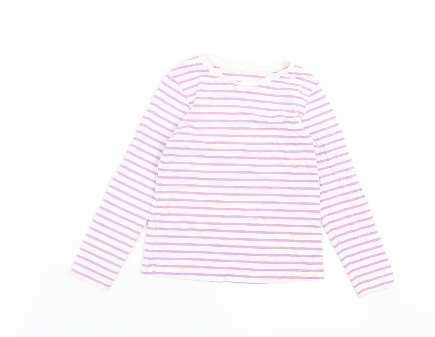 George Girls Purple Striped Cotton Basic Casual Size 4-5 Years Crew Neck Pullover