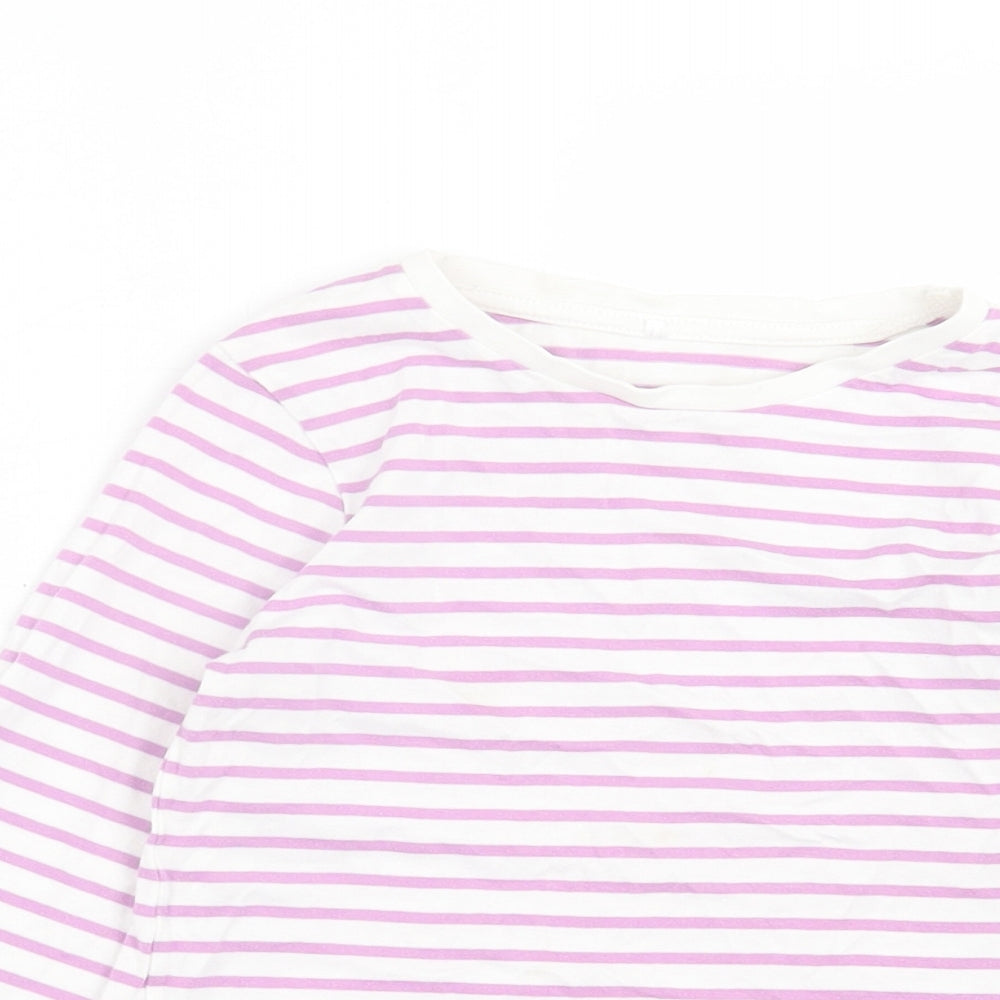 George Girls Purple Striped Cotton Basic Casual Size 4-5 Years Crew Neck Pullover