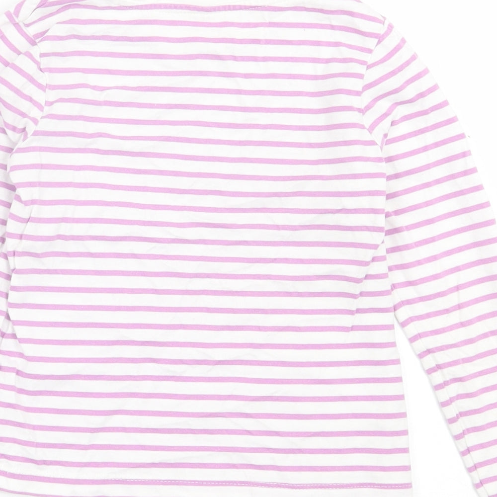 George Girls Purple Striped Cotton Basic Casual Size 4-5 Years Crew Neck Pullover