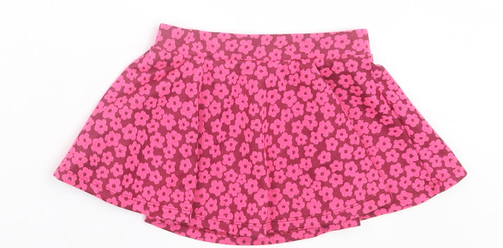 Matalan Girls Pink Floral Polyester A-Line Skirt Size 5 Years Regular Pull On