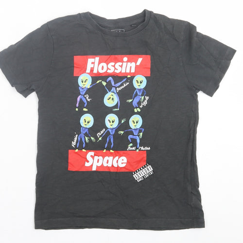 NEXT Boys Grey  Cotton Basic T-Shirt Size 8 Years Crew Neck Pullover