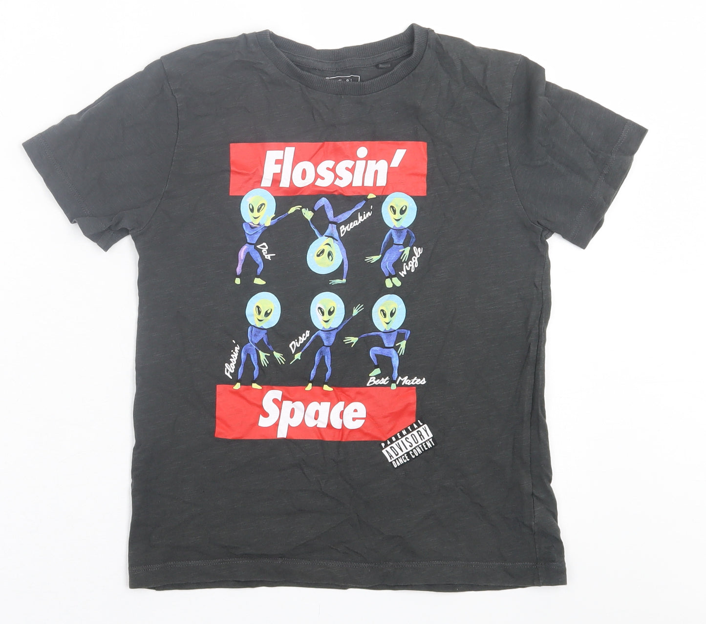 NEXT Boys Grey  Cotton Basic T-Shirt Size 8 Years Crew Neck Pullover