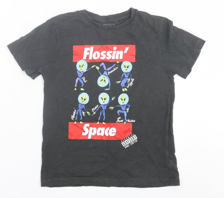 NEXT Boys Grey  Cotton Basic T-Shirt Size 8 Years Crew Neck Pullover