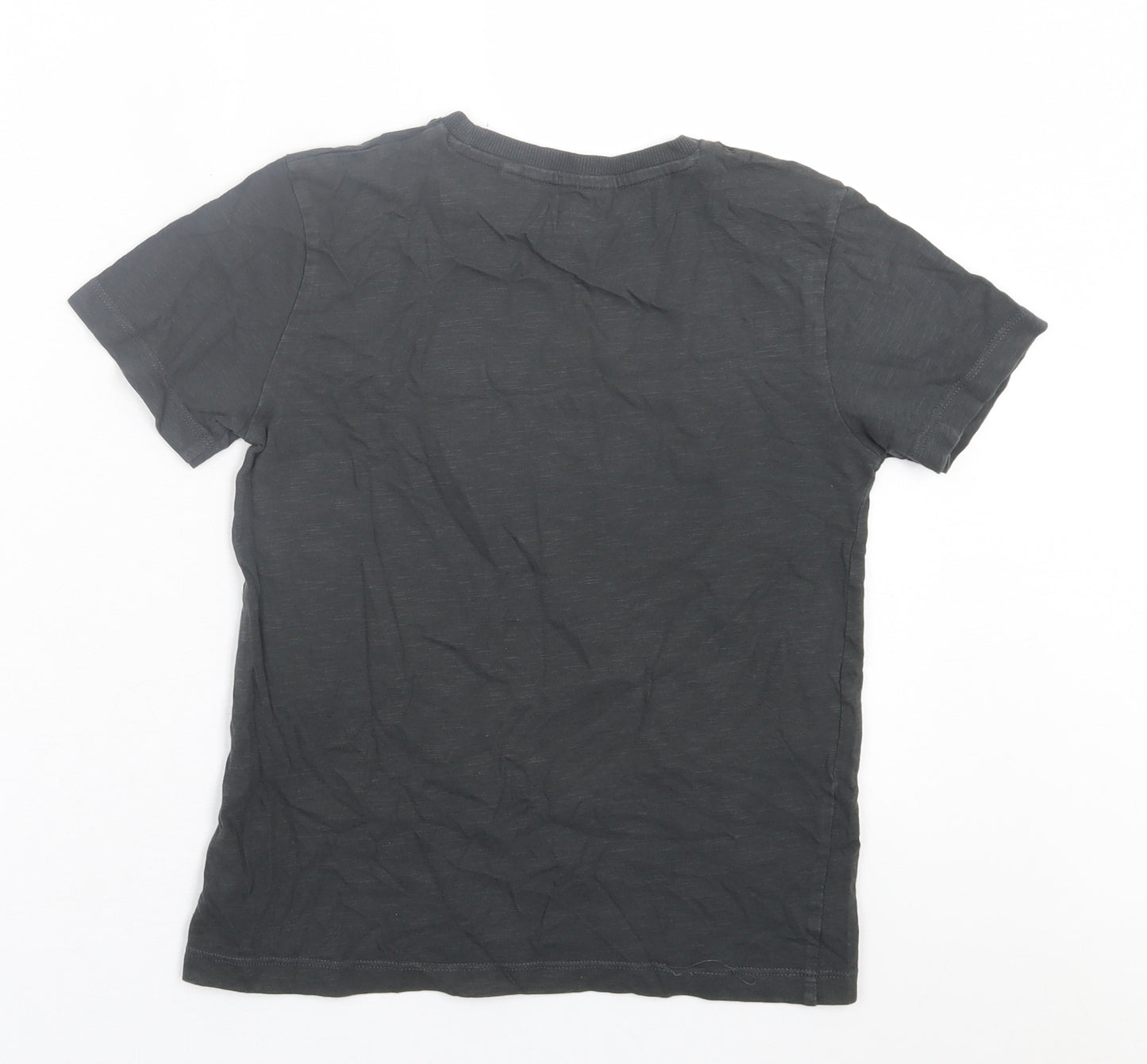 NEXT Boys Grey  Cotton Basic T-Shirt Size 8 Years Crew Neck Pullover