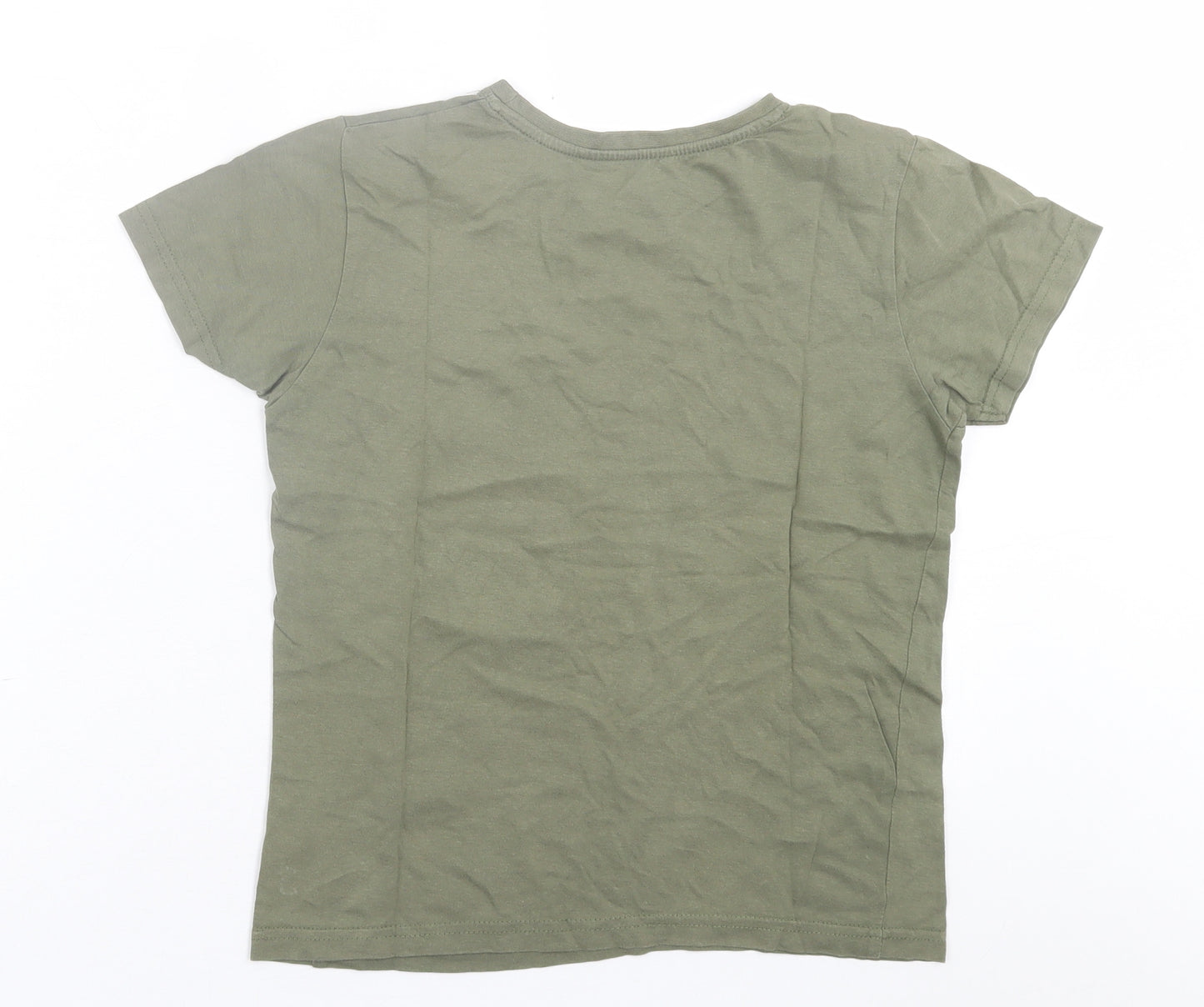 Primark Boys Green  Cotton Basic T-Shirt Size 9-10 Years Crew Neck Pullover