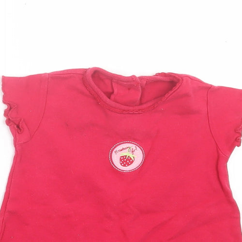 George Girls Pink  Cotton T-Shirt Dress  Size 3-6 Months  Crew Neck Button
