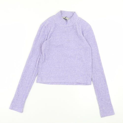 Stradivarius Womens Purple High Neck  Polyester Pullover Jumper Size S   - cropped