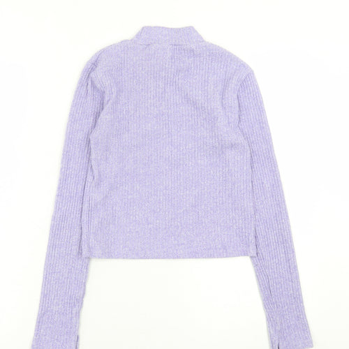 Stradivarius Womens Purple High Neck  Polyester Pullover Jumper Size S   - cropped