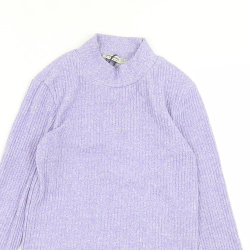 Stradivarius Womens Purple High Neck  Polyester Pullover Jumper Size S   - cropped