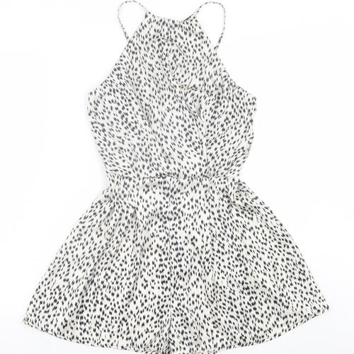AX Paris Womens Beige Geometric Polyester Playsuit One-Piece Size 8  Zip
