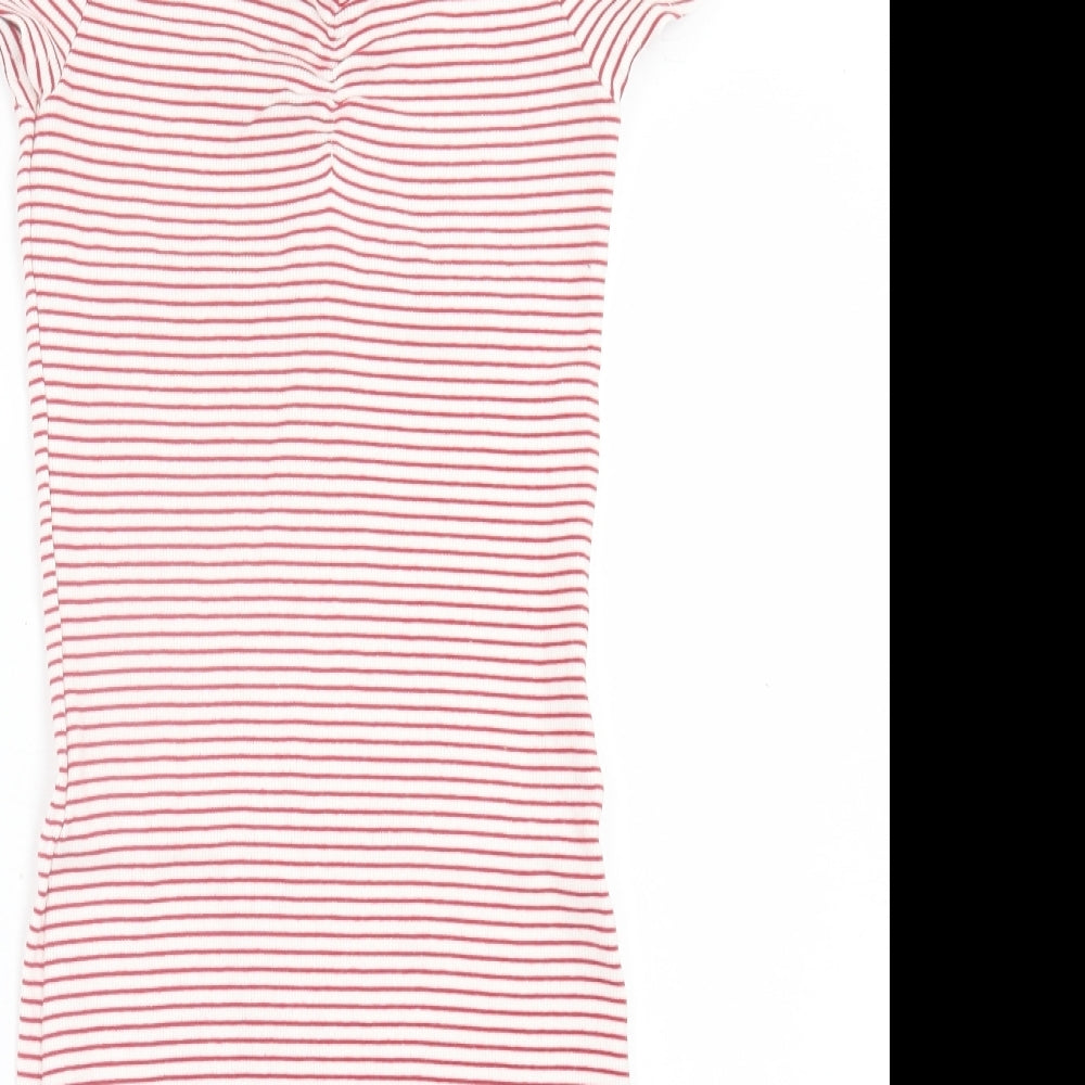 New Look Womens Red Striped Cotton Bodycon  Size 10  Off the Shoulder Pullover