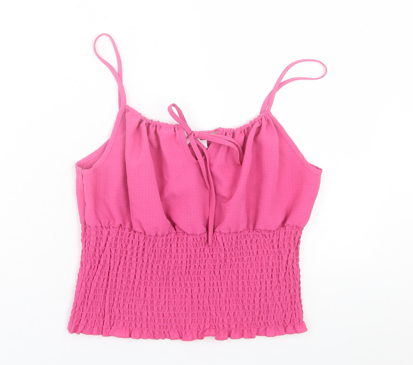 New Look Womens Pink  Polyester Cropped Tank Size 8 Scoop Neck