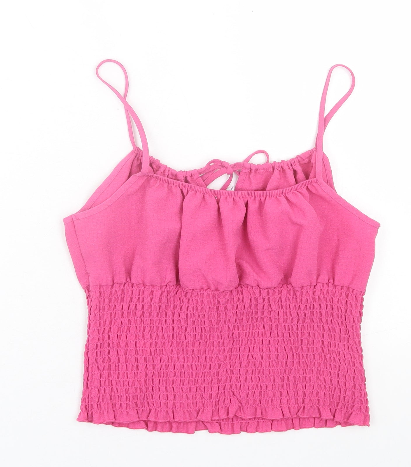 New Look Womens Pink  Polyester Cropped Tank Size 8 Scoop Neck
