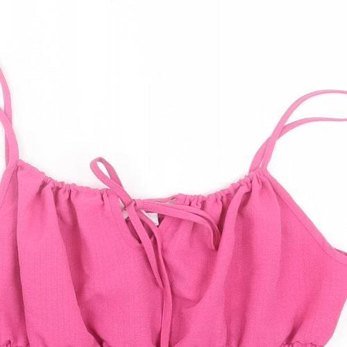 New Look Womens Pink  Polyester Cropped Tank Size 8 Scoop Neck