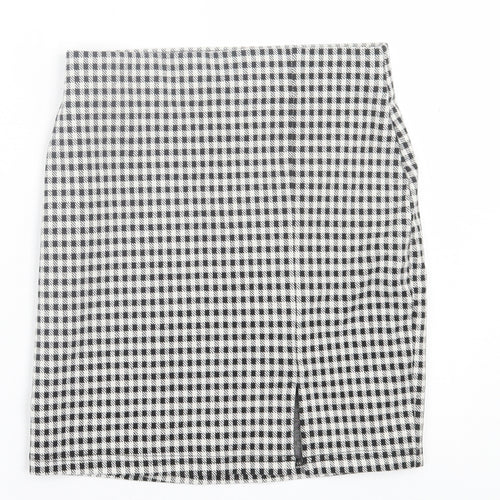 New Look Womens Grey Plaid Polyester Straight & Pencil Skirt Size 6