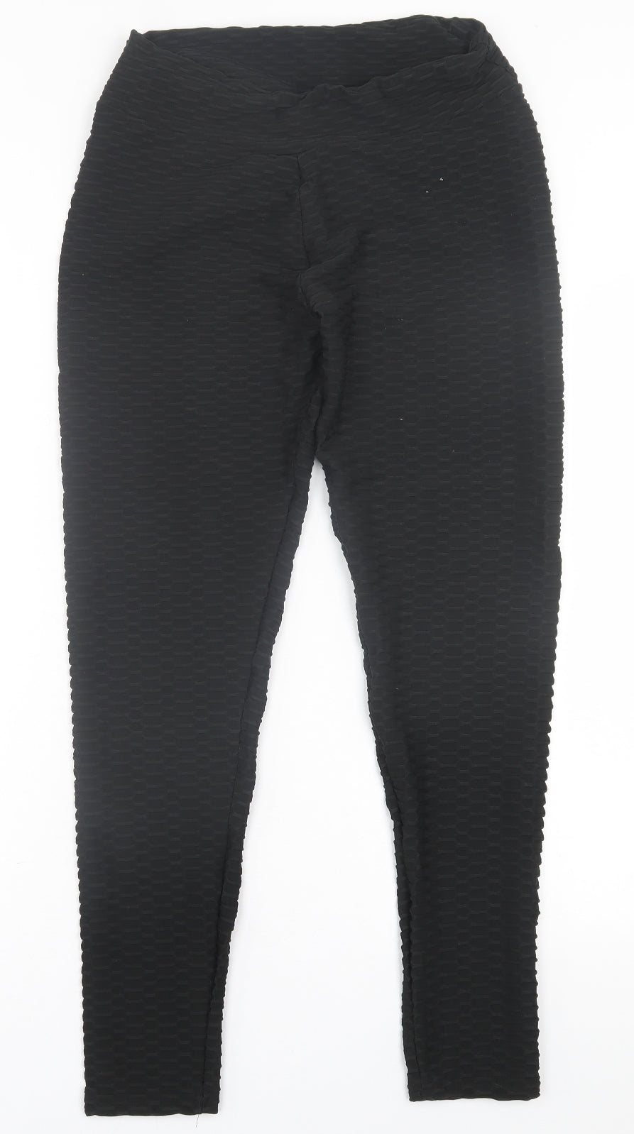 Preworn Womens Black  Polyester Capri Leggings Size L L30 in   - Honeycomb Leggings