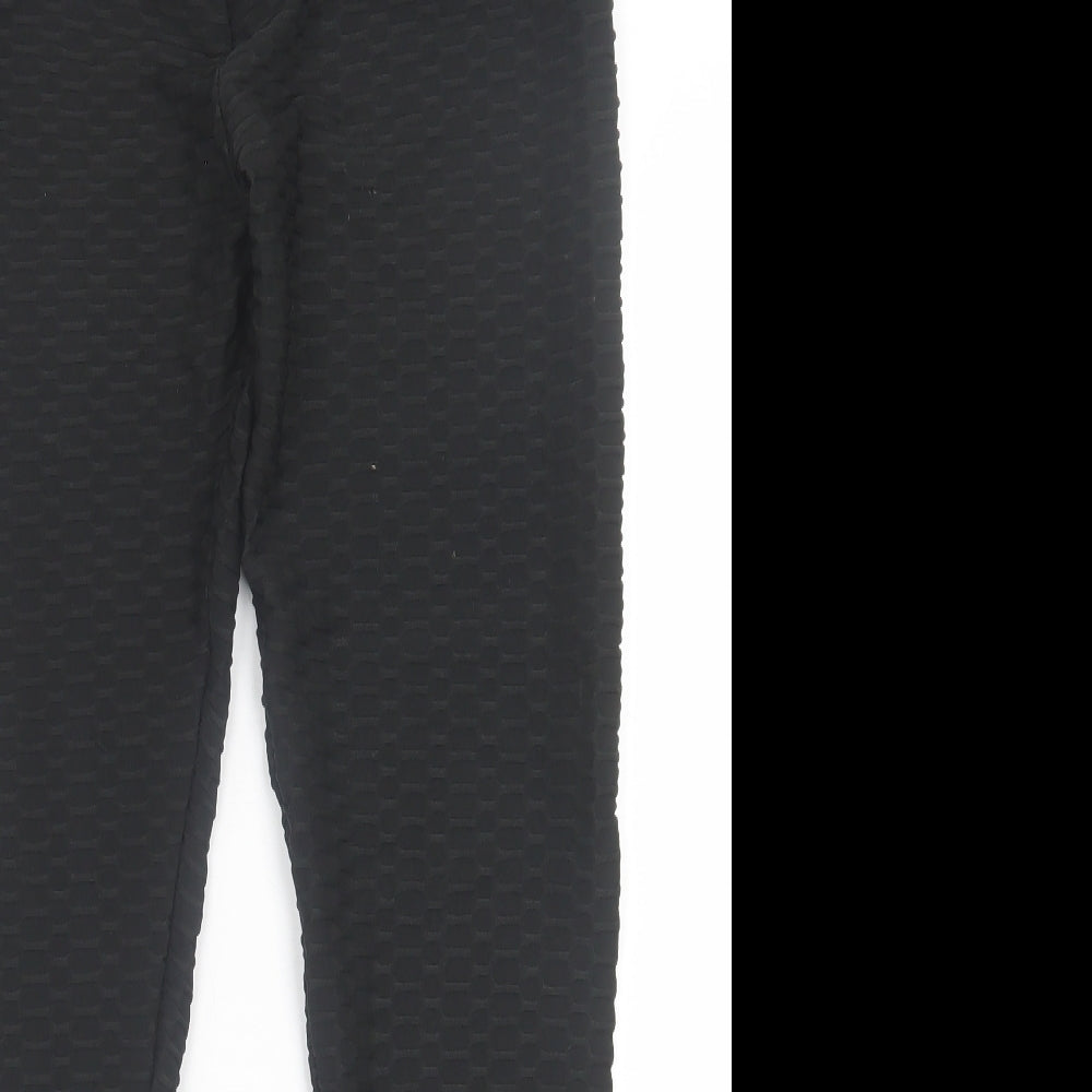 Preworn Womens Black  Polyester Capri Leggings Size L L30 in   - Honeycomb Leggings