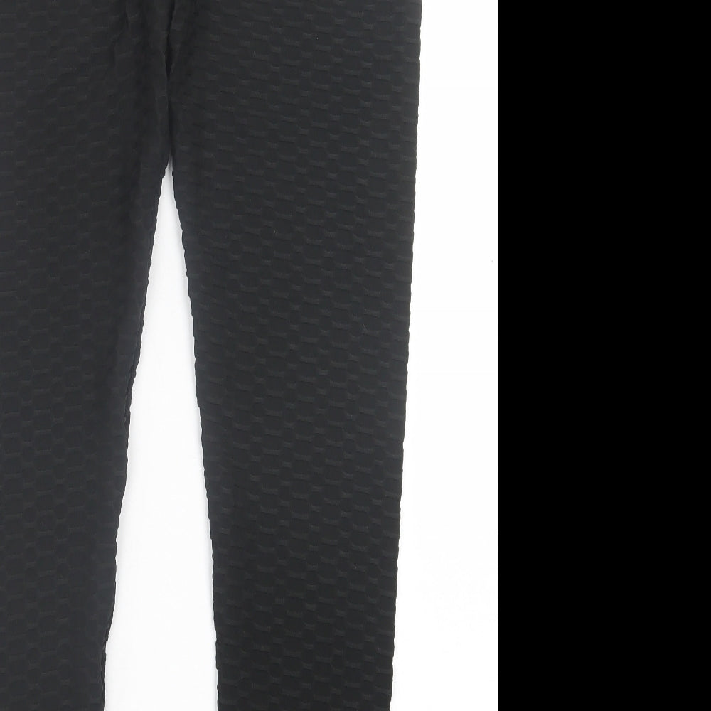 Preworn Womens Black  Polyester Capri Leggings Size L L30 in   - Honeycomb Leggings