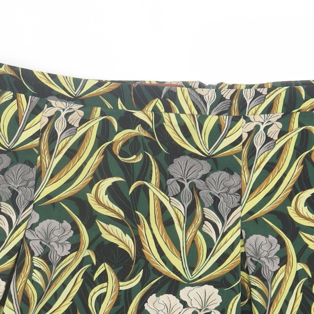NEXT Womens Green Geometric Polyester A-Line Skirt Size 12   Zip