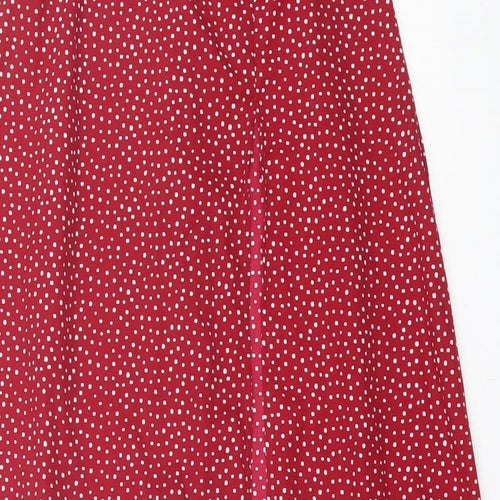 Boohoo Womens Red Polka Dot Polyester A-Line Skirt Size 8