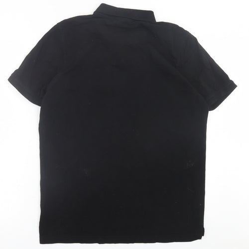 Pierre Cardin Mens Black  Cotton  Polo Size L Collared Button