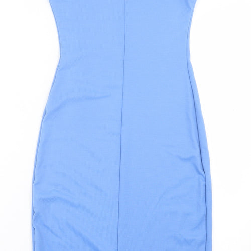 Pull&Bear Womens Blue  Polyester Bodycon  Size S  Scoop Neck Pullover