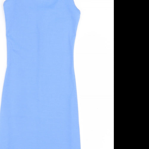 Pull&Bear Womens Blue  Polyester Bodycon  Size S  Scoop Neck Pullover