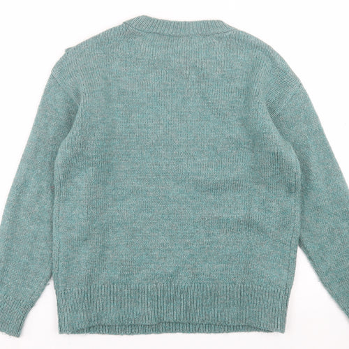 Papaya Womens Green Crew Neck  Acrylic Pullover Jumper Size S