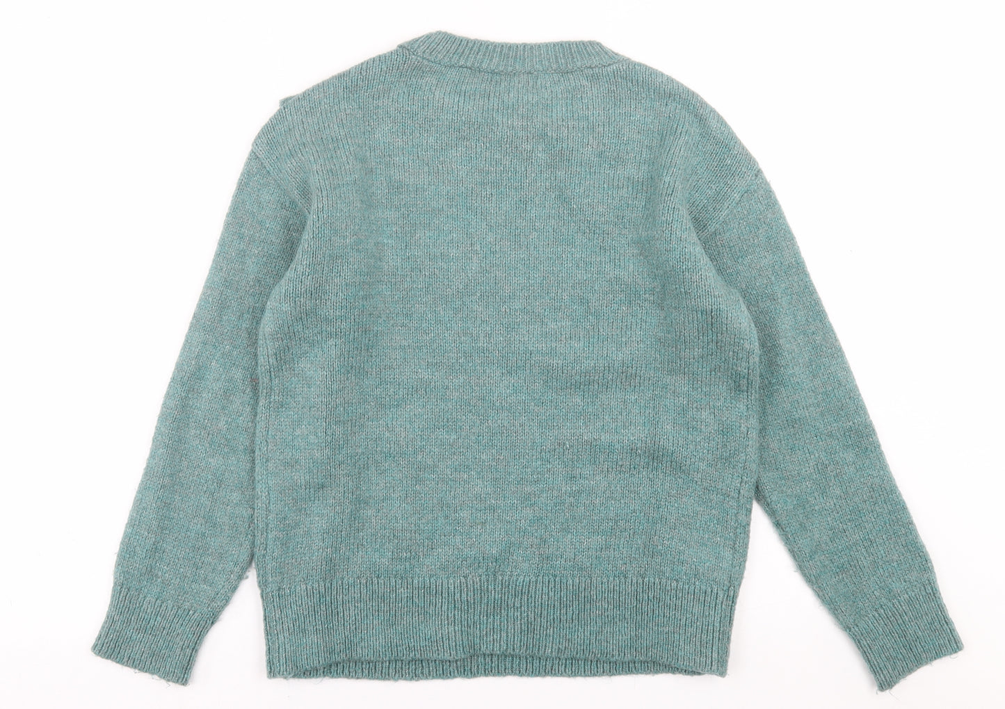 Papaya Womens Green Crew Neck  Acrylic Pullover Jumper Size S